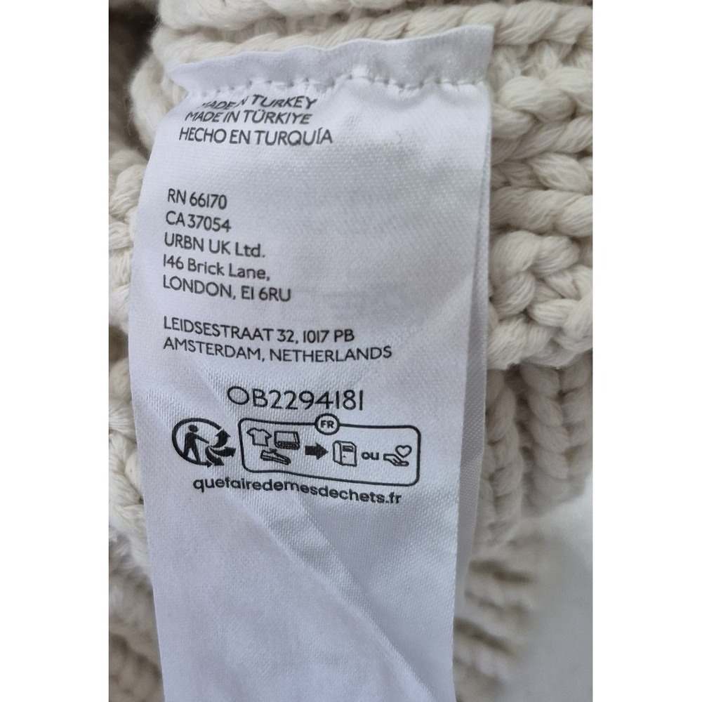 Free People Sweater Jacket L Womens White Oversized Cropped Chunky Knit NEW - Picture 4 of 10